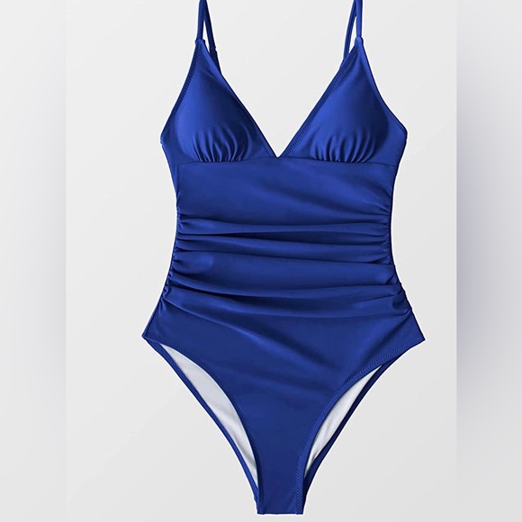 CUPSHE Women's One Piece Swimsuit Tummy Control V Neck Bathing Suits - Picture 3 of 8